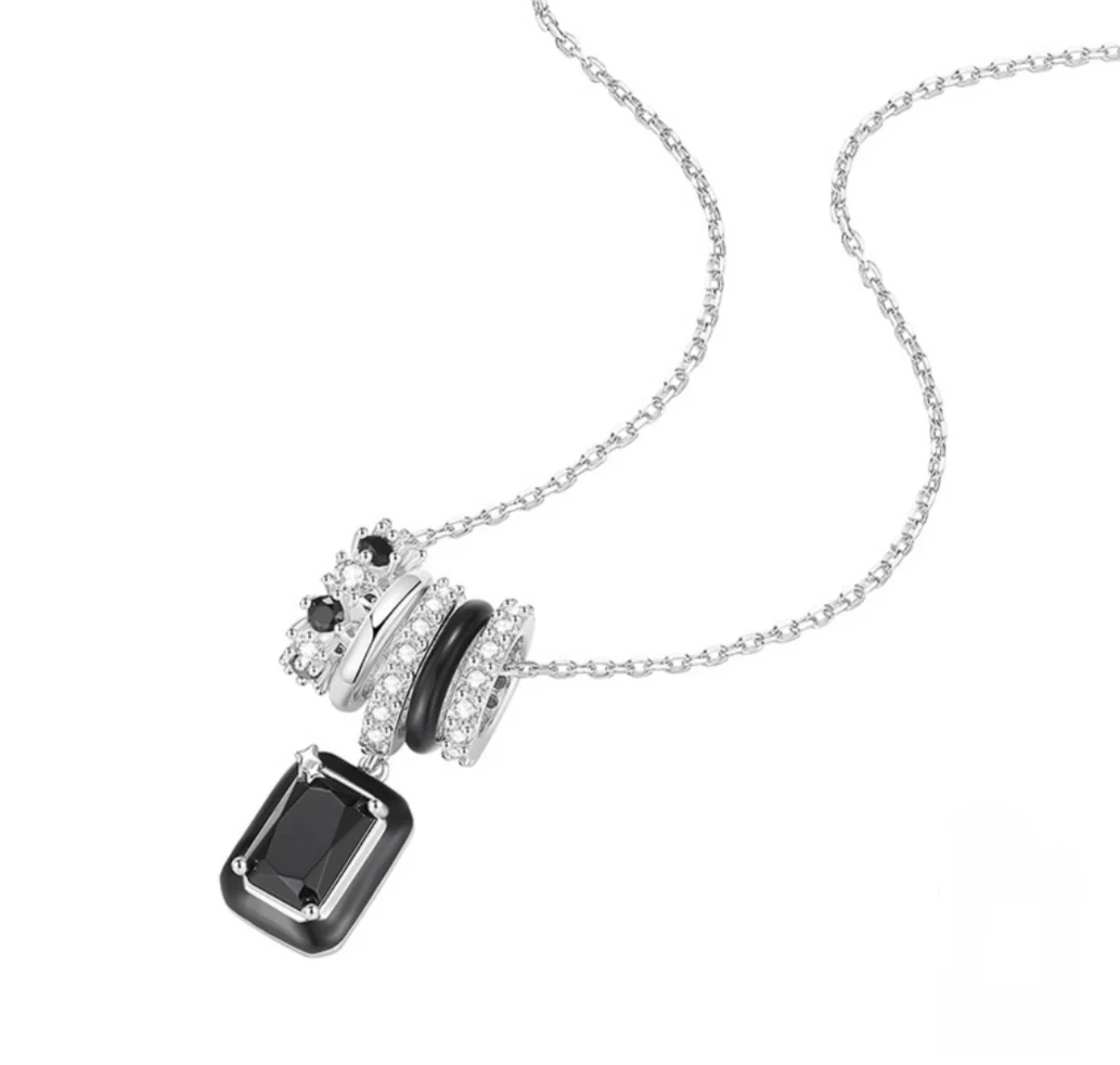 Geometric Black & Pink Matching Necklaces - Image 3