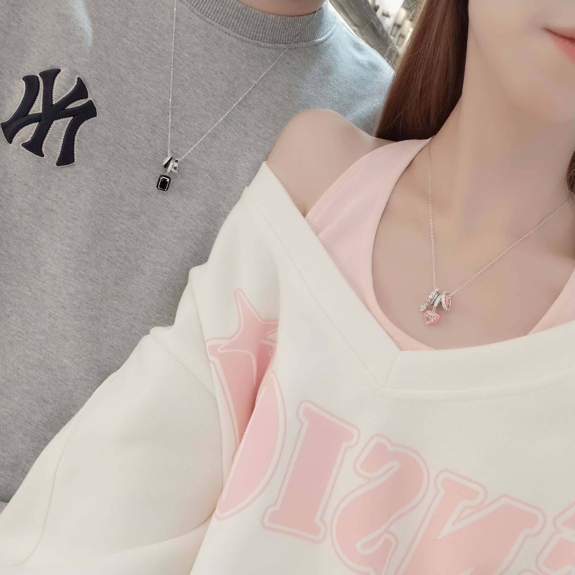 Geometric Black & Pink Matching Necklaces - Image 5