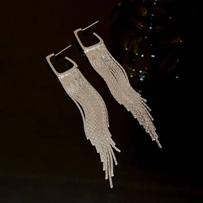 Geometric Tassel Earrings - Silver or Gold - Image 4