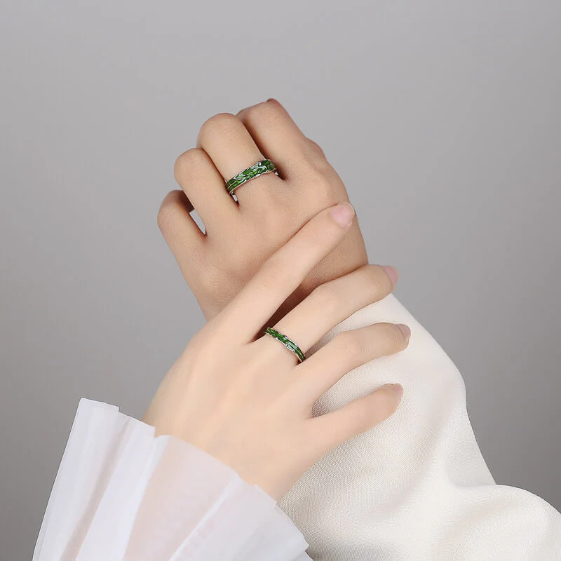 Green Forest Enamel Matching Rings - Image 3