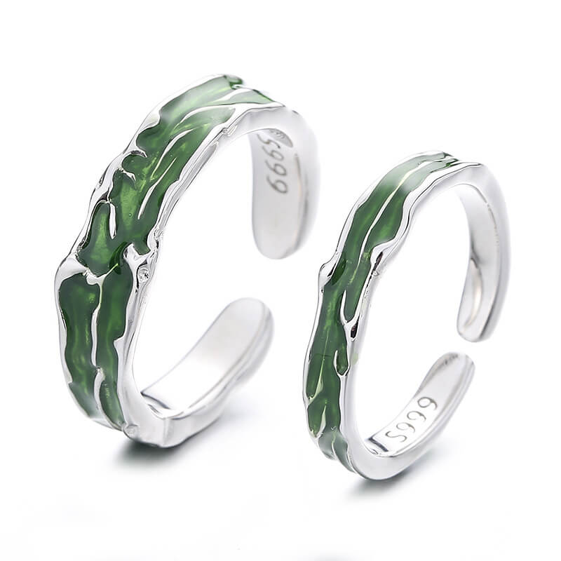 Green Forest Enamel Matching Rings - Image 4