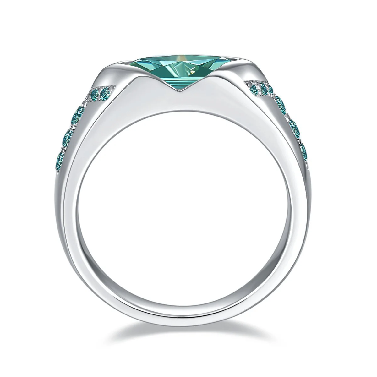 Horus Lake Blue Tiger's Eye Moissanite Ring - Image 3