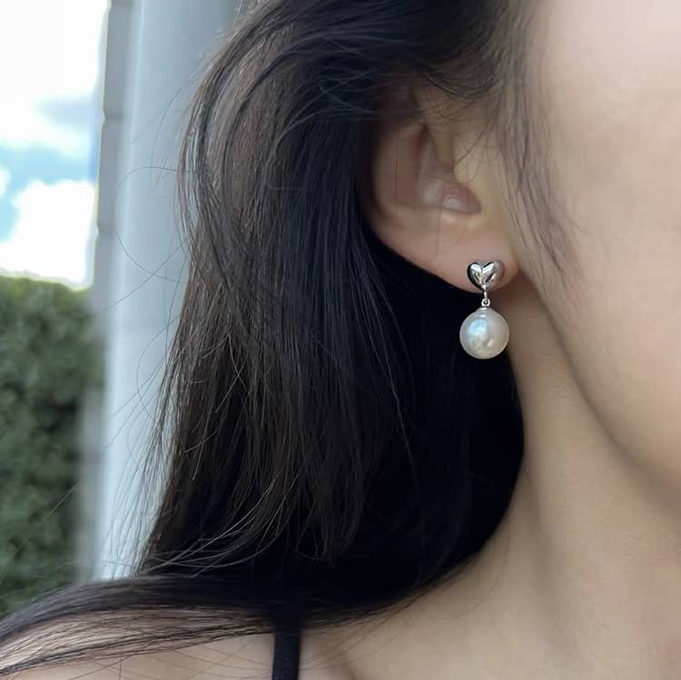 Love Heart Freshwater Pearl Drop Earrings - Image 4
