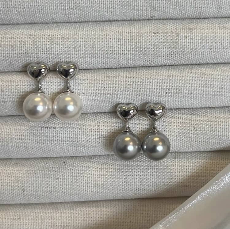 Love Heart Freshwater Pearl Drop Earrings - Image 5