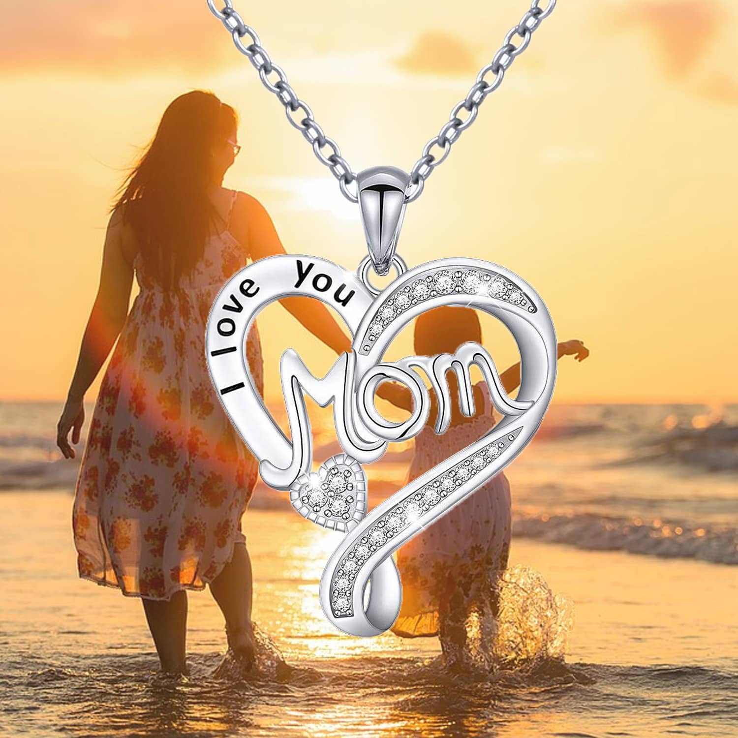 I Love You Mom Heart Necklace - Image 3