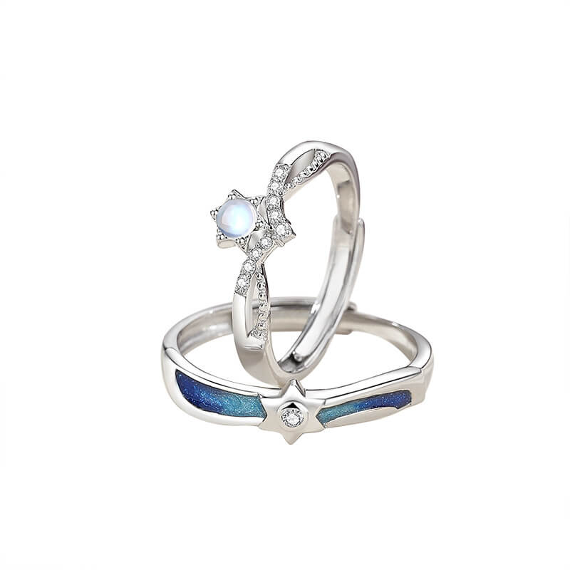 Meeting Starlight Moonstone Matching Rings