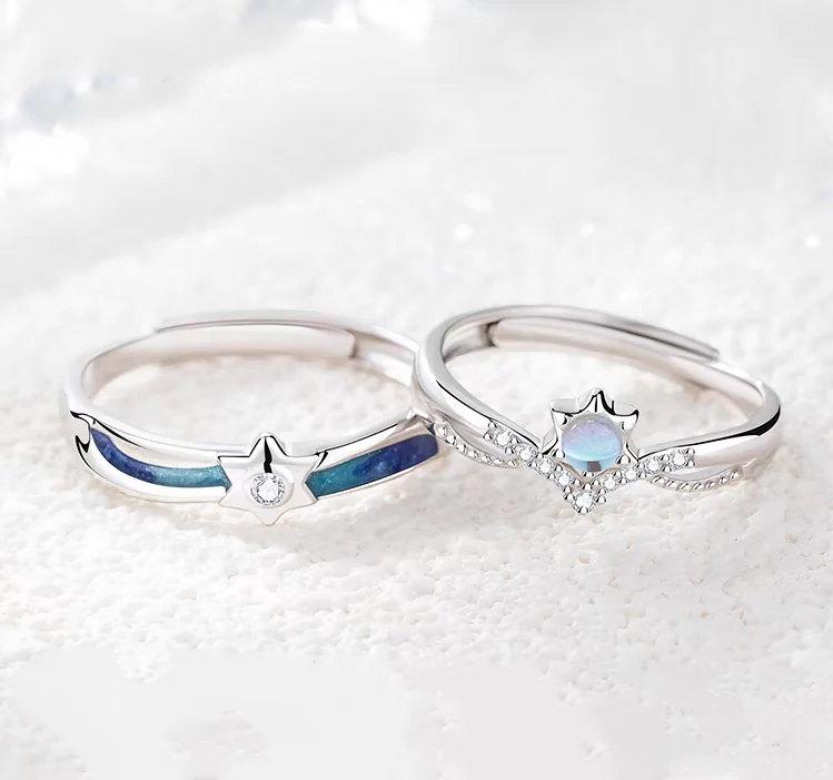 Meeting Starlight Moonstone Matching Rings - Image 3