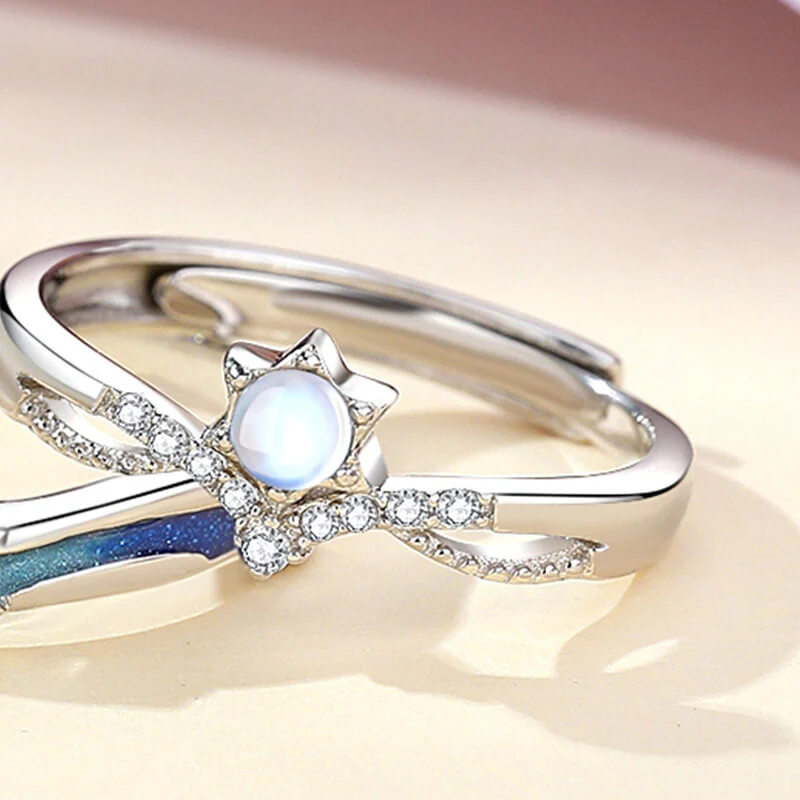 Meeting Starlight Moonstone Matching Rings - Image 5