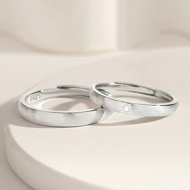 Minimalist Brushed Matte Matching Rings