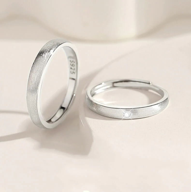 Minimalist Brushed Matte Matching Rings - Image 2