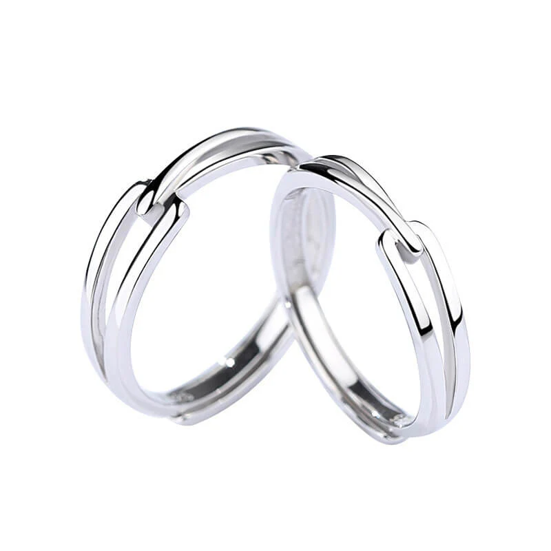 Minimalist Twin Knot Couple Rings