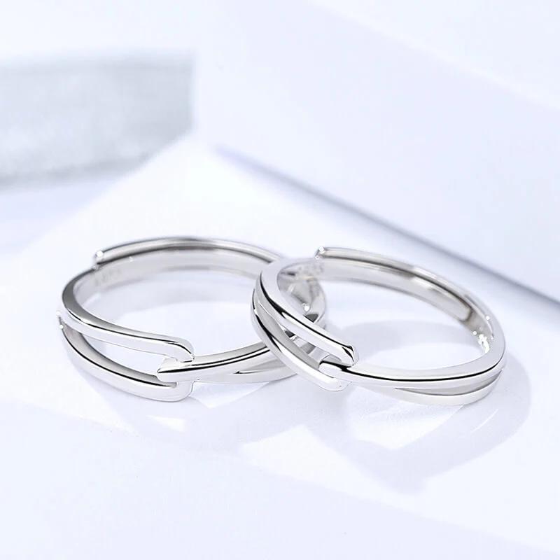 Minimalist Twin Knot Couple Rings - Image 2