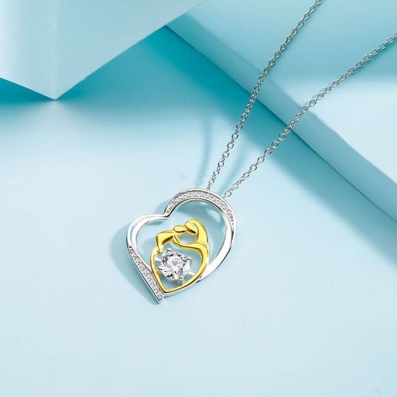 Mothers Hug Heart Two Tone Necklace - Image 3