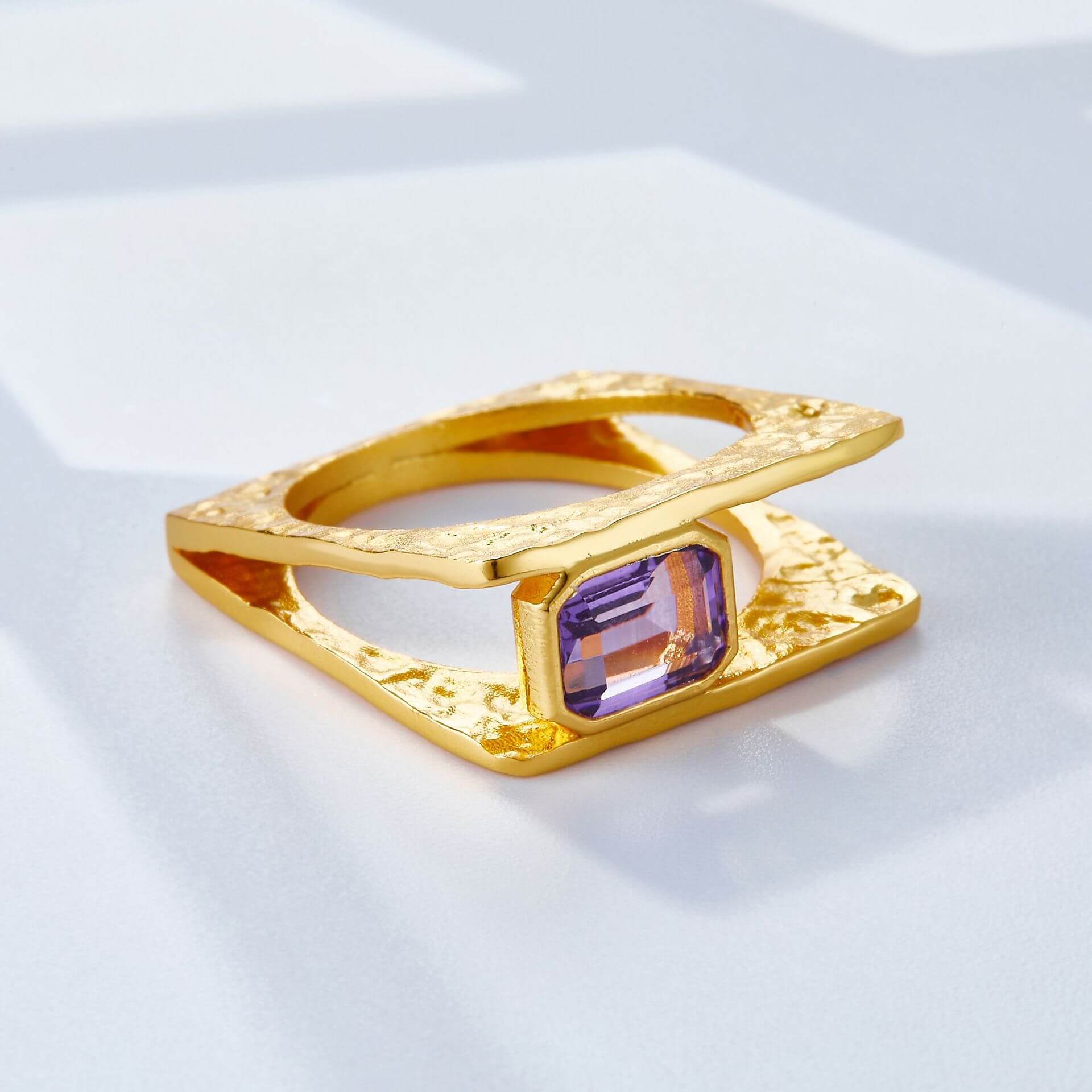 Natural Amethyst Geometric Ring - Image 3