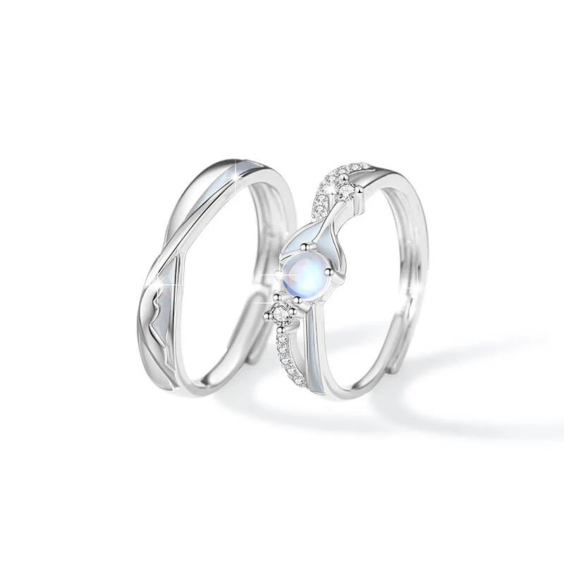 Glow-in-the-dark Moonstone Matching Rings