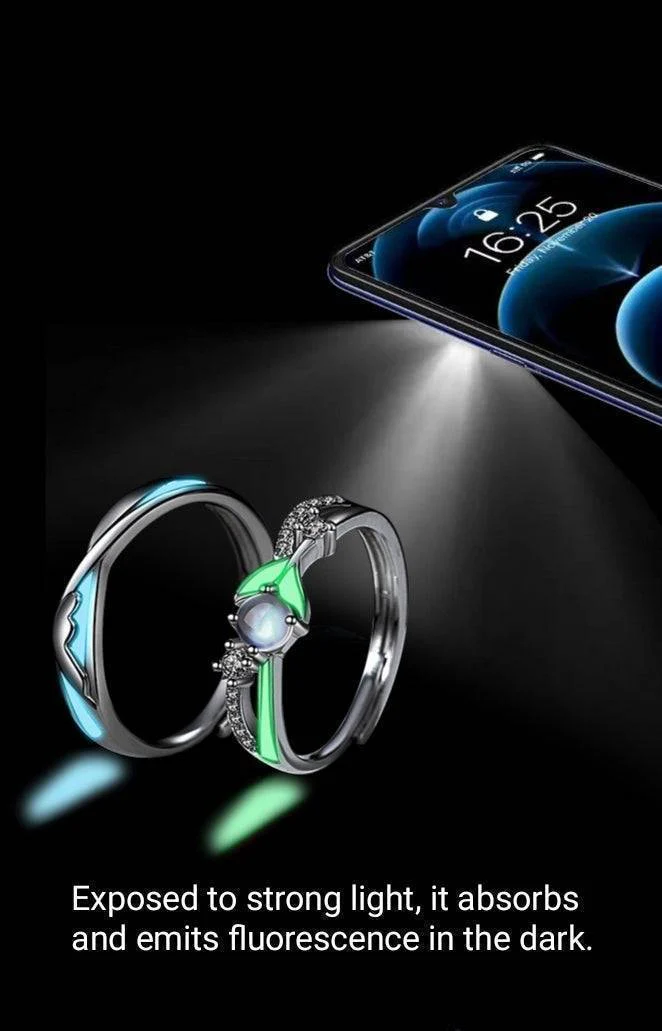 Glow-in-the-dark Moonstone Matching Rings - Image 4