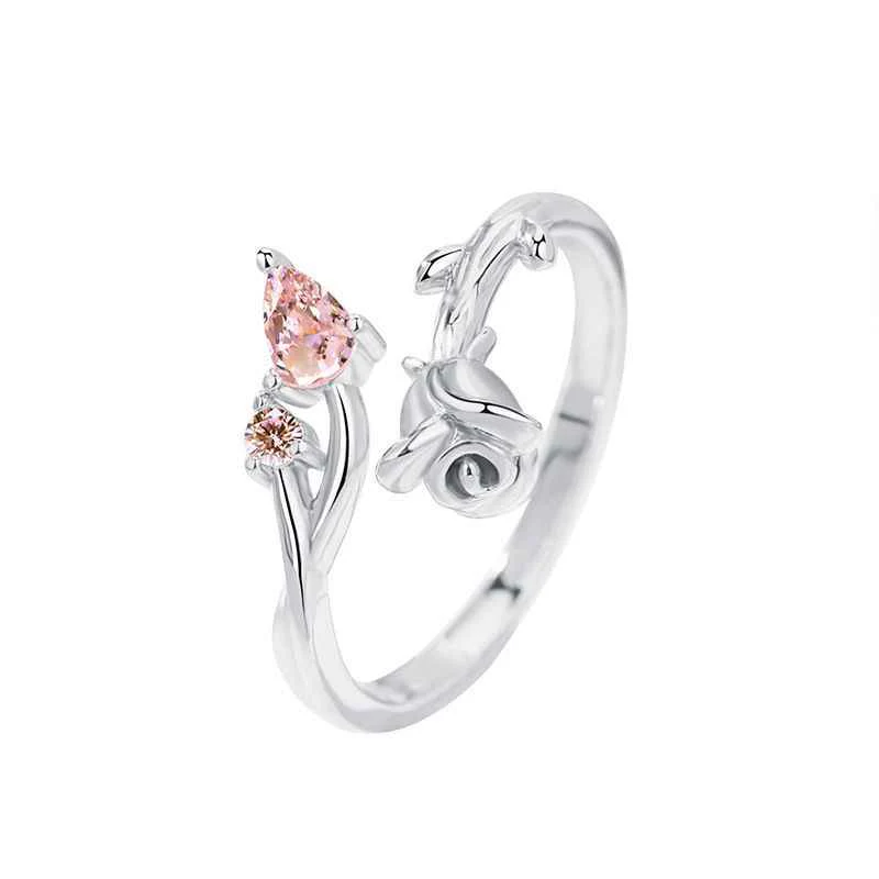 Pink CZ Little Prince & Rose Matching Rings - Image 2