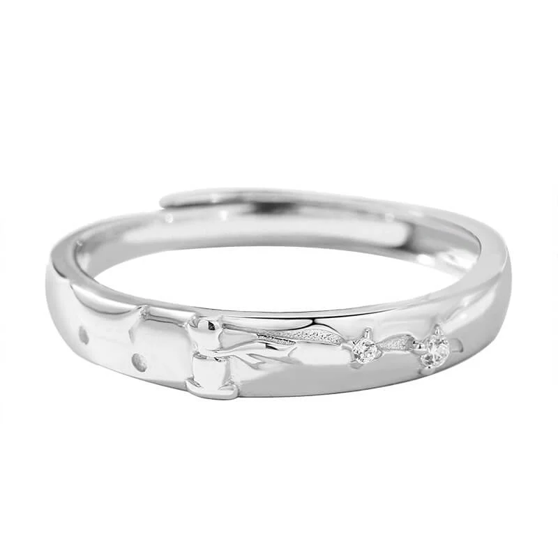 Pink CZ Little Prince & Rose Matching Rings - Image 3
