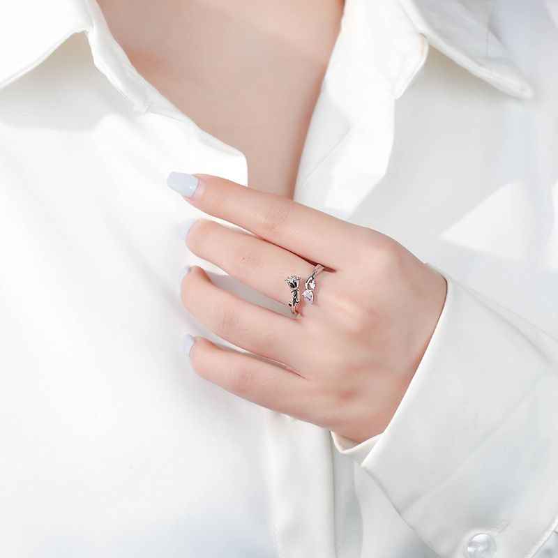 Pink CZ Little Prince & Rose Matching Rings - Image 4