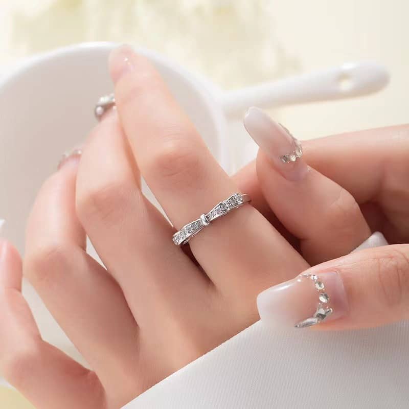 Romantic Bow Tie Matching Rings - Image 4