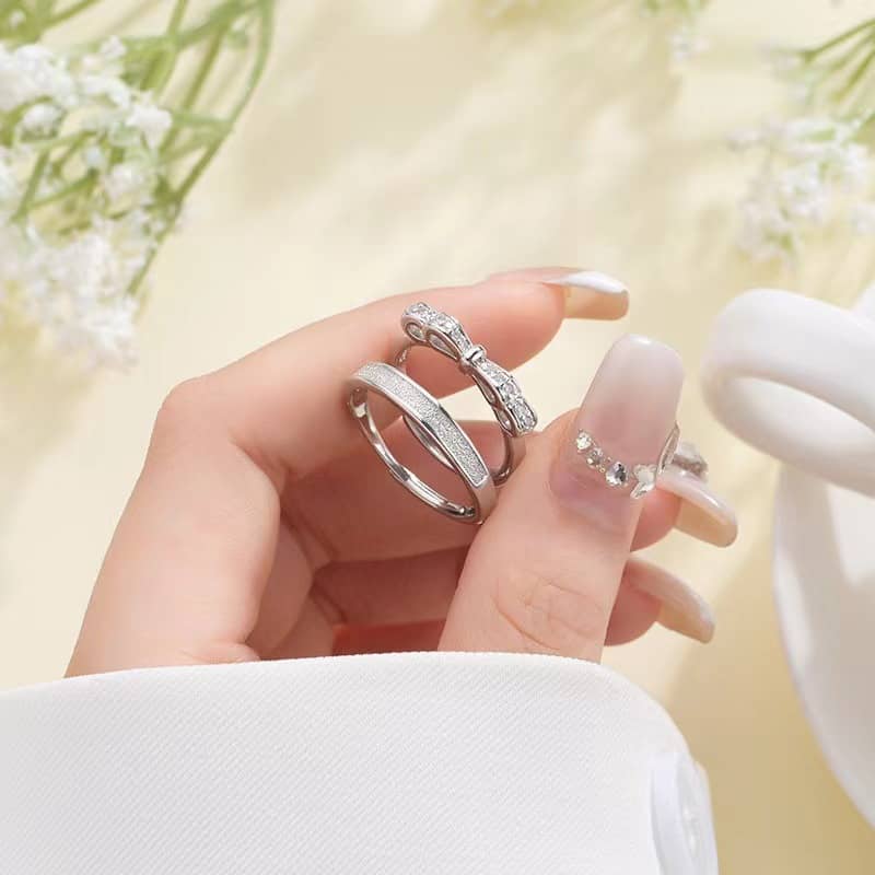 Romantic Bow Tie Matching Rings - Image 5