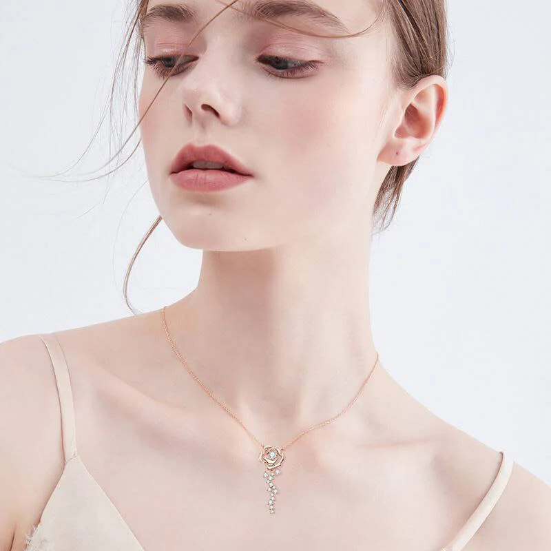 Rose Pendant Necklace - Rose Gold or Silver - Image 3