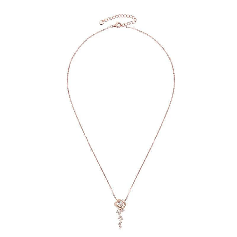 Rose Pendant Necklace - Rose Gold or Silver - Image 4