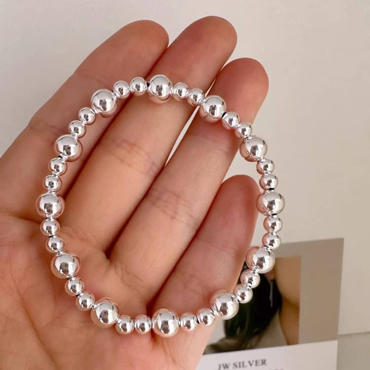 Silver Bead Bracelet Set - Image 3