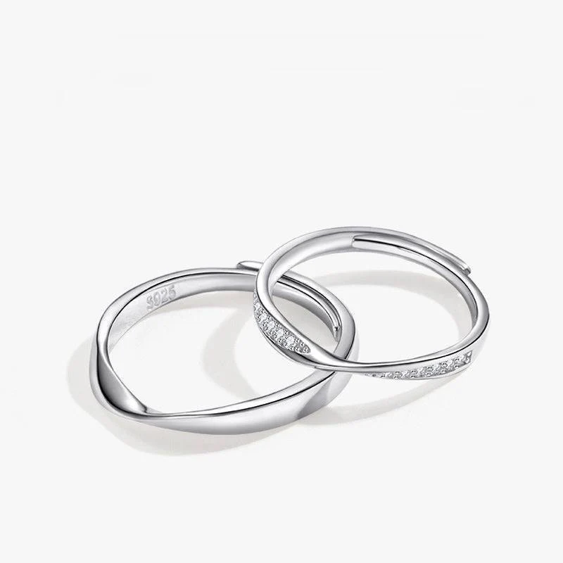 Slim Mobius CZ Couple Rings - Image 4
