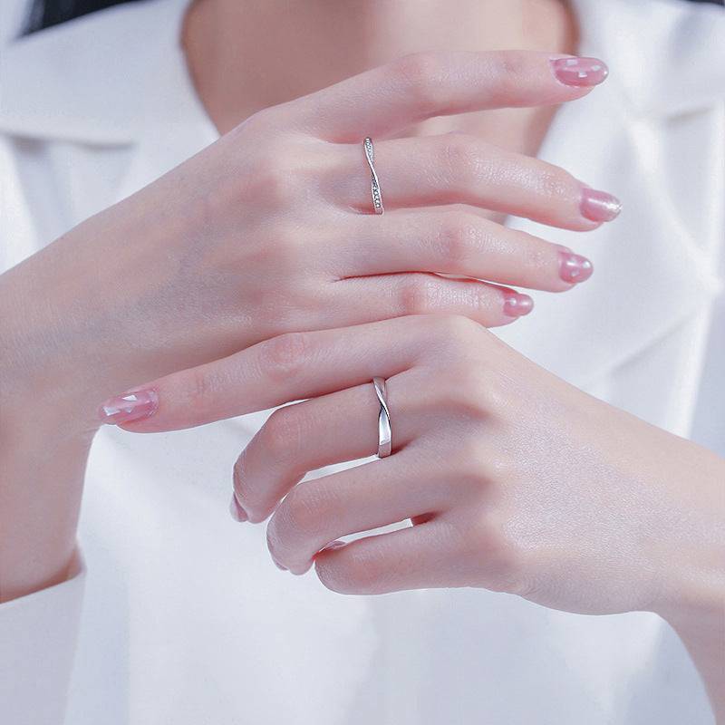Slim Mobius CZ Couple Rings - Image 5