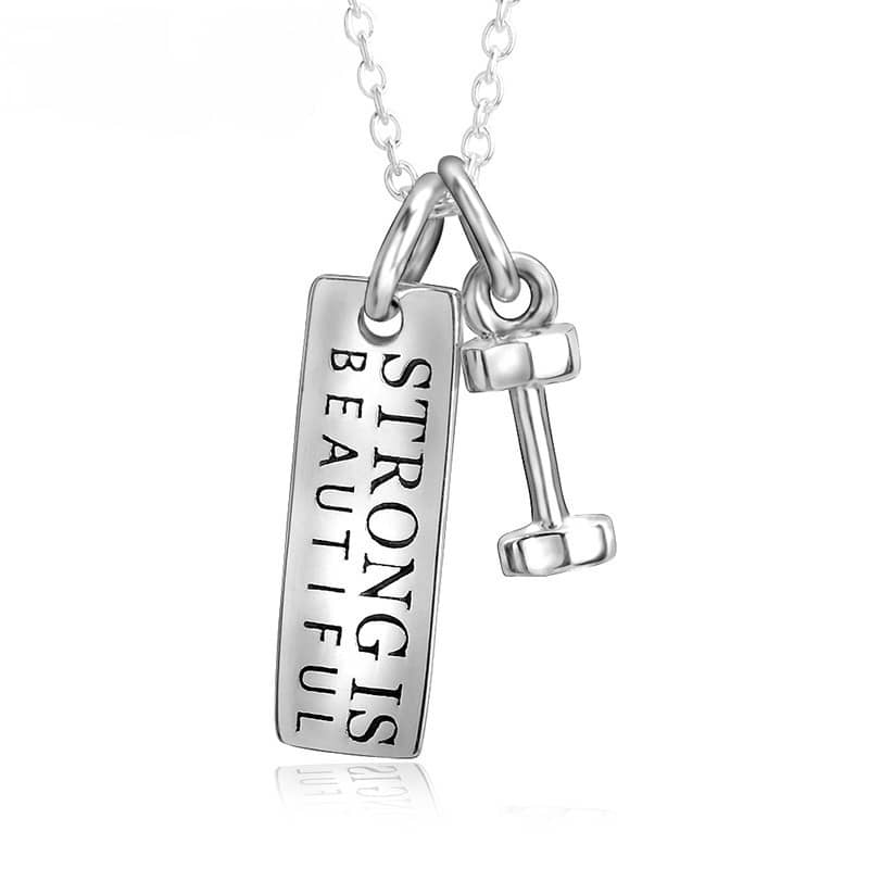 Strong is Beautiful Dumbbell Charms Necklace