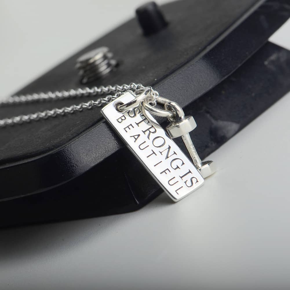 Strong is Beautiful Dumbbell Charms Necklace - Image 2