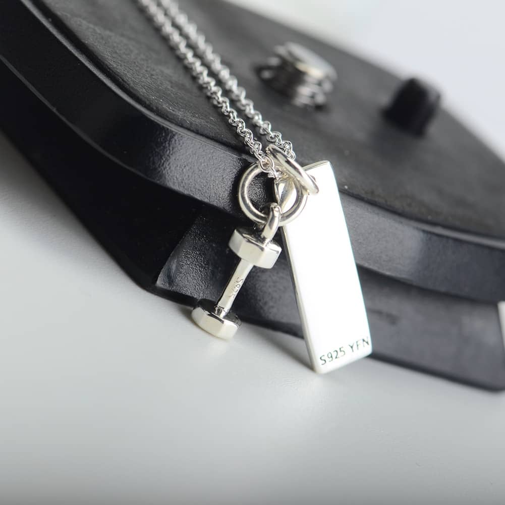Strong is Beautiful Dumbbell Charms Necklace - Image 3