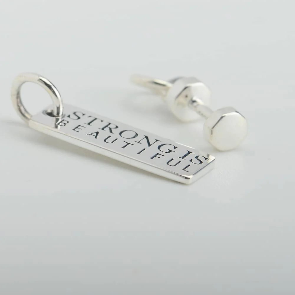 Strong is Beautiful Dumbbell Charms Necklace - Image 5