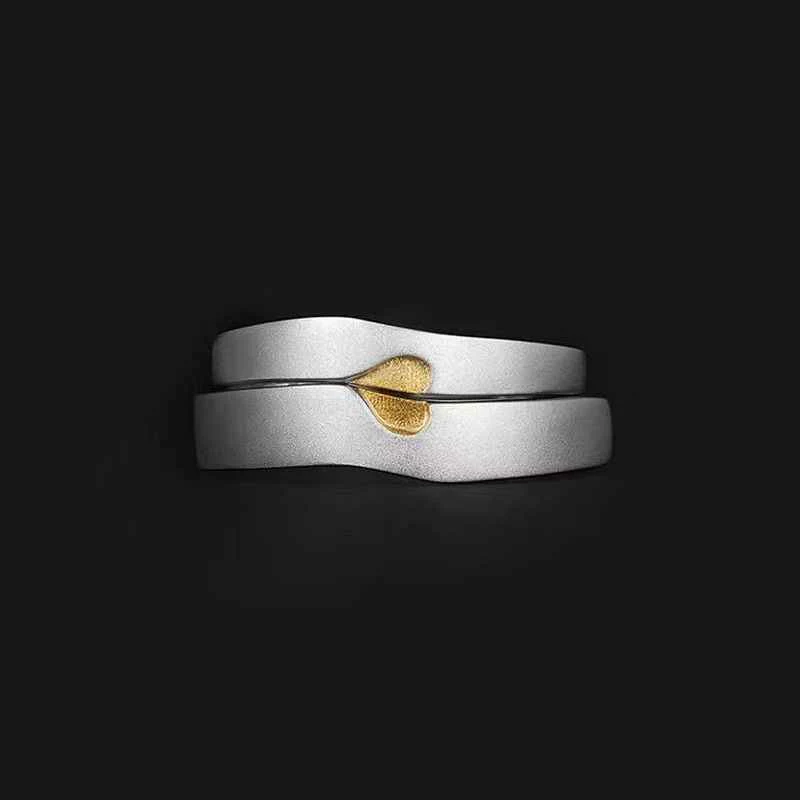 Two Hearts Beat As One Silver Couple Rings - Image 2