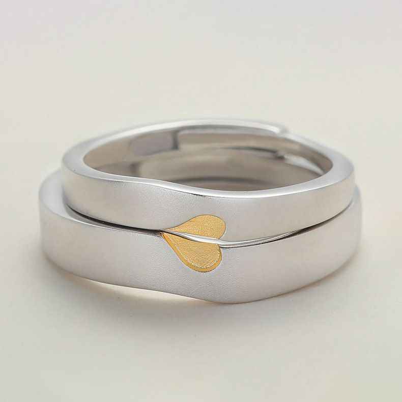 Two Hearts Beat As One Silver Couple Rings - Image 3
