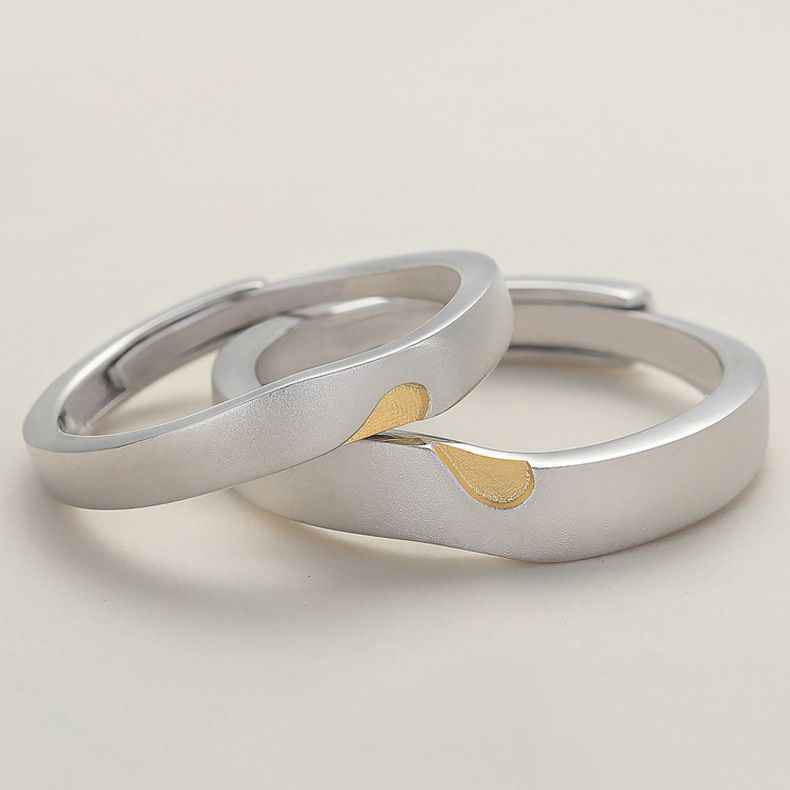 Two Hearts Beat As One Silver Couple Rings - Image 4