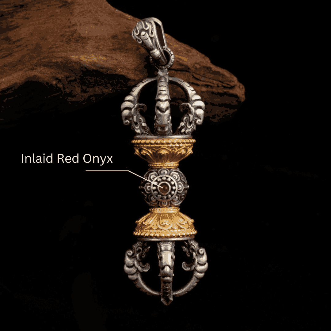 Unique Buddhist Vajra Two Tone Pendant - A Symbol of Power and Wisdom - Image 3