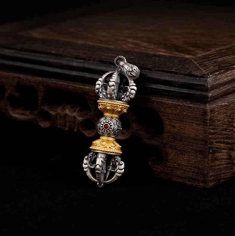 Unique Buddhist Vajra Two Tone Pendant - A Symbol of Power and Wisdom - Image 4