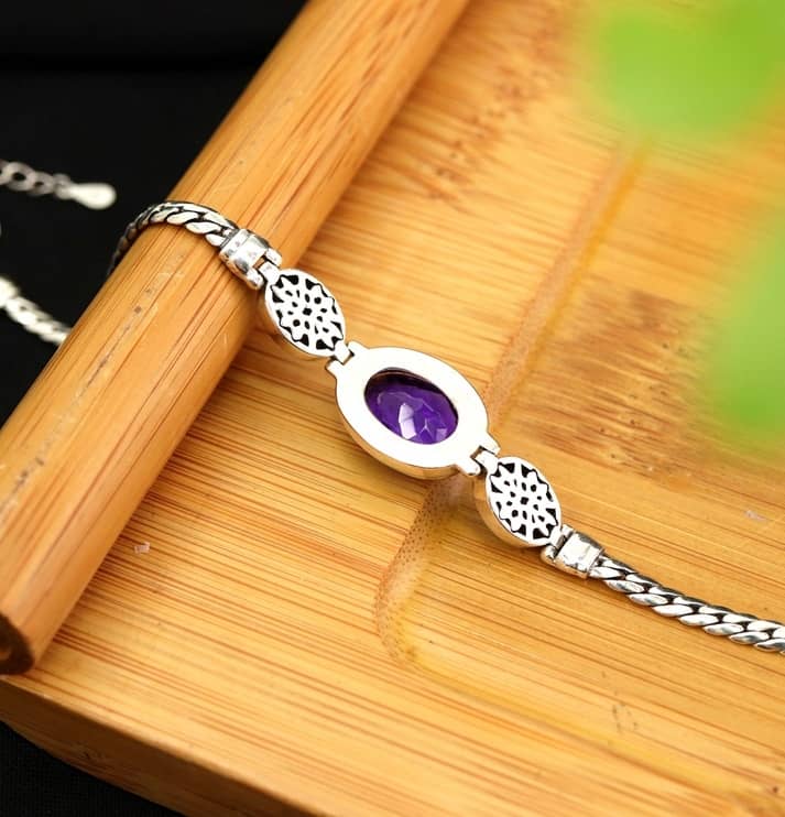 Vintage Silver Amethyst Bali Style Bracelet - Image 5
